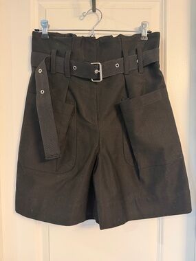 Caron Callahan Black Devon Shorts - High-Waist Utility